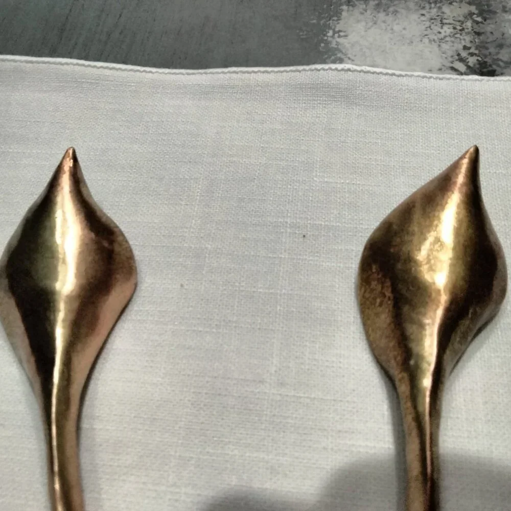 Table Art Pewter Leaf Shaped Condiment Spoons, Set of Two, NWOT
